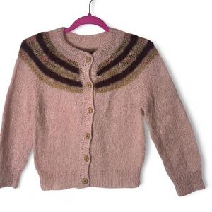 Pink & Brown 1960s Fuzzy soft cardigan. Size SM